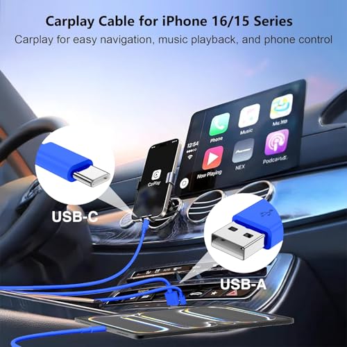4 Pack 3/3/6/6FT 60W USB C to USB C Cable & USBA to USBC Fast Charging Cord | Car Carplay USB C Charge Cable for iPhone 17 16 15 Pro Max, Type C Cable for Samsung S26/S25, MacBook Pro/Air, iPad - Blue - color: Blue, size: 3ft+3ft+6ft+6ft