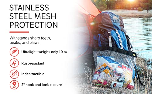 Rodent Proof Bear Bags - Ultralight Stainless Steel Mesh Bag for Camping Food Storage - Sturdy and Rust-Resistant Sack with Lock and Grommet For Easy Hanging - size: Large