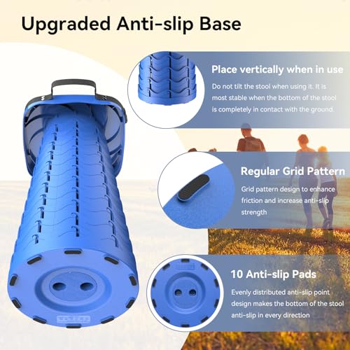 2026 Upgraded Collapsible Stool, Portable Folding Stool, Telescoping Camping Stool with Max Load Capacity 485lbs, Square Retractable Seat for Camping Gardening Fishing Hiking BBQ [Blue] - color: Square Stool-blue