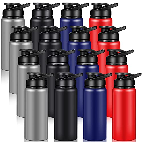 Mimorou 16 Pack Aluminum Water Bottles Bulk,Blue, Black, Red, Gray,20 Oz - color: Blue, Black, Red, Gray, size: 20 oz