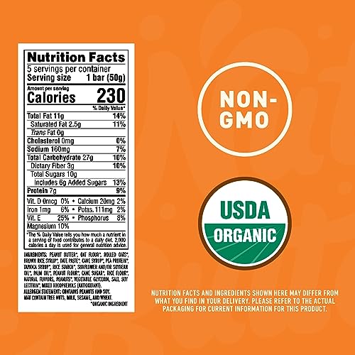 CLIF Nut Butter Bar - Peanut Butter - Energy Snack Bars - Non-GMO - USDA Organic - Plant Based - Low Glycemic - 1.76 oz. 5 Count (Pack of 6) - size: 5 Count (Pack of 6)