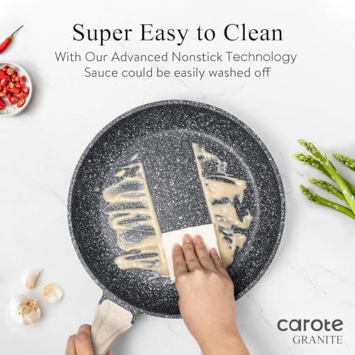 CAROTE 26pcs Nonstick Pots and Pans Set, Cookware Sets, with Grill Pan - color: Classic Black, size: 26 Piece