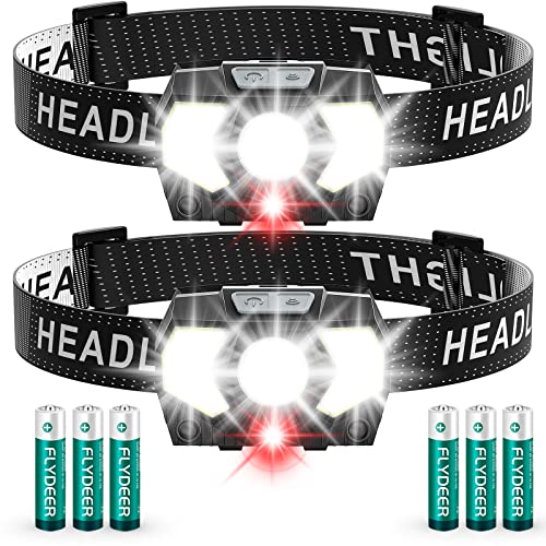 LED Headlamp 2 Pack,1500 Lumen Bright Head Lamp with 7 Modes,Lightweight and Adjustable Headlight for Head,IPX5 Waterproof Head Light for Adults Camping Outdoor, 6AAA Batteries Included - color: AAA-2 PACK