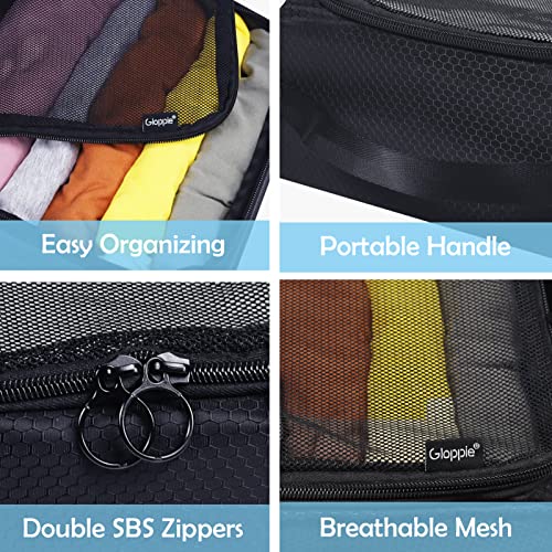 Gloppie 4-Pack Packing Cubes for Luggage - Organizer Suitcase Bags Set - Carry On Travel Accessories - color: 4 PACK Black Honeycomb