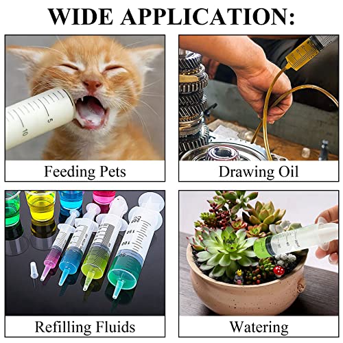 8Pcs Plastic Syringe Set 60ml 20ml Industrial Plastic Syringe with Handy Tubing 30cm(12in) for Refilling Fluids, Feeding Pets, Drawing Oil, Measuring, Watering, Multiple Uses, 20mlx2 + 60mlx2+ Hosex4
