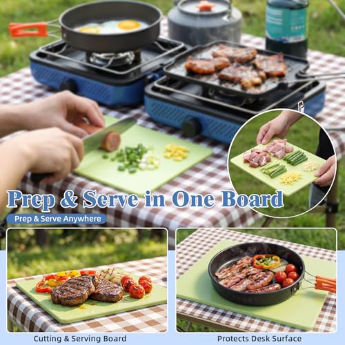Hisencn 2 Burner Propane Camping Stove, 30000 BTU Foldable Portable Gas Stove with Cookware Set & Carry Bag, Outdoor Cooking for Camping, RV, Emergency Use, Blue - color: navy blue