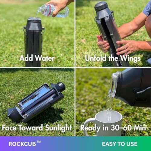 Solar Kettle –16.9 Fl Oz. Portable Solar Water Heater for Outdoor Camping, Hiking, Emergency Boiling, Survival Gear, Eco-Friendly Solar Powered Thermos Bottle - size: 16.90 Fl Oz.