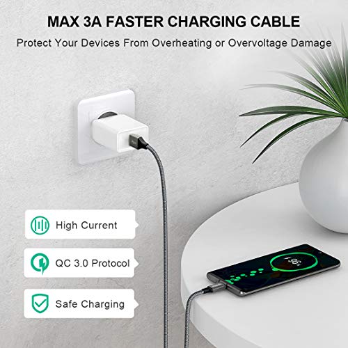 etguuds 6ft USB A to USB C Cable, 2Pack Fast Charging Cord Type C Charger - color: Gray, size: 6ft