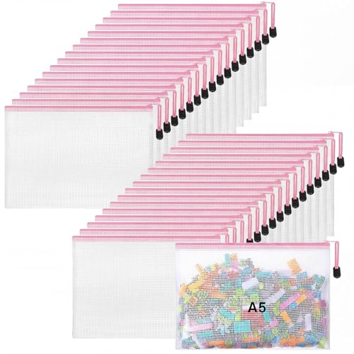 Jetec 32 Pcs Mesh Zipper Bags Bikini Organizer,Pink,9 x 7 Inch - color: Pink, size: 9 x 7 Inch