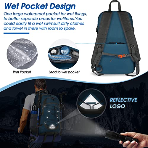 IGOLUMON Hiking Backpack 40L Packable Lightweight Camping Daypack Men Women | Multi-compartment storage Water-resistant Foldable Nylon Material Hiking Day pack for Camping Cycling Outdoor - color: Blue