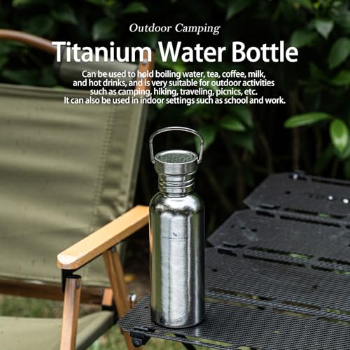 Boundless Voyage Titanium Water Bottle with Lid Wide Mouth Leak-Proof Reusable Sport Drinking Bottle for Camping Hiking Picnic Climbing Running Tea Coffee (600ml-glossy) - color: 600ml-glossy