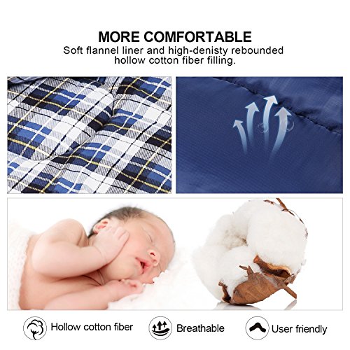 REDCAMP Cotton Flannel Sleeping Bag for Camping Backpacking, Adults Cold Weather Envelope Sleeping Bags with 2/3/4/6lbs Filling - color: Blue with 2lbs Filling