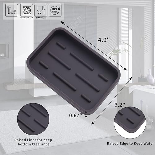 MicoYang Silicone Kitchen Sink Organizer Tray for Multiple Usage,Easy Clean Sponges Holder for Kitchen Bathroom Counter or Sink,Dish Soap Dispenser,Scrubber,Bottle,Cup Coffee 4.9”x 3.2” - color: Coffee, size: 4.9" x 3.2" x 0.7"