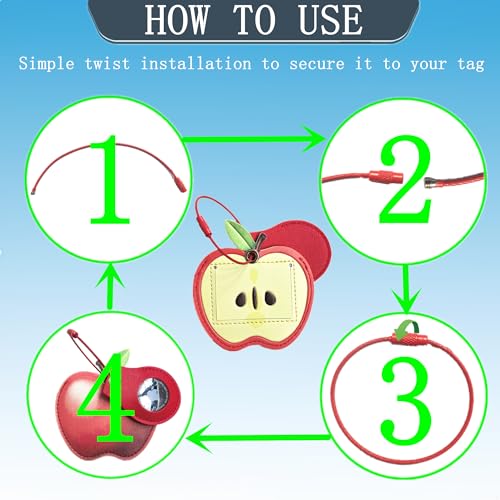 PU Leather Luggage Tag with Airtag Holder Case Set and Name ID Label - color: Fruit