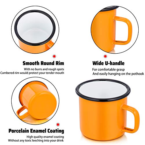 P&P CHEF Enamel Camping Coffee Mug Set of 6, 12 Ounce, 350ML & Yellow - color: Yellow