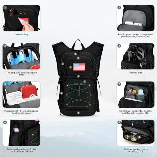 Maelstrom Lightweight Hydration Hiking Backpack with 2L/3L Water Bladder | BPA-free, High Flow Bite, Insulated Compartment, Reflective Strip, Utility Pockets, Perfect for Running, Cycling, Marathon - color: 1.Black, size: 3L Bladder