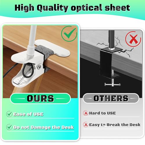 10X Magnifying Glass with Light, Clip on Magnifier with Light,LED Desk Lamp | Adjustable Gooseneck, 3 Color Modes & 12 Brightness, Table Magnifying Lamp for Bed Book Reading Work Crafts Painting Repair - color: White