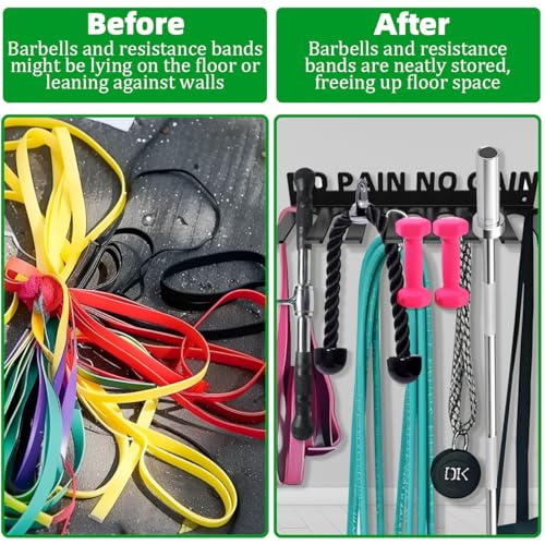 Home Gym Accessories Organization Storage Rack Equipment For Home 8 Hook Wall Hanger Display Gear Barbells Resistance Bands Jump Ropes Lifting Belt Hanger Accessories Hardware Included - color: NO PAIN NO GAIN