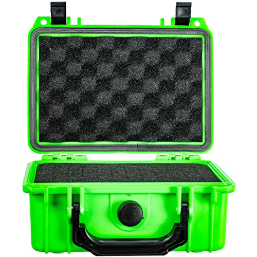 Eylar Protective Gear and Camera Hard Case with Custom Logo Engraved Plate, Water & Shock Proof w/Foam TSA Approved 8.12 inch 6.56 inch 3.56 inch (Neon Green) - color: Neon Green