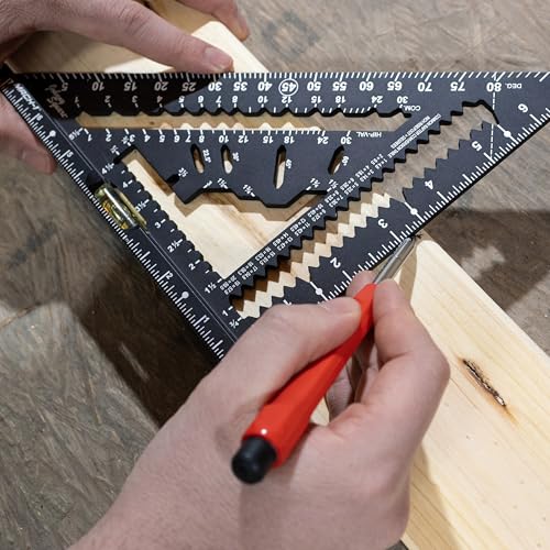 Johnson Level & Tool 1904-0700V 7-1/4" Johnny Square® MACH-1™ Smart Mark™ Rafter Square with Level Vial, Black - size: 7-1/4-inch, style: MACH-1 with Level Vial