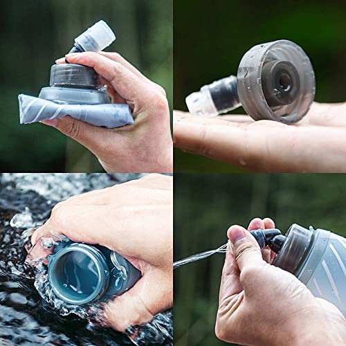 AONIJIE TPU Soft Flask Water Bottle Collapsible Running Flask for Hydration Pack, BPA Free, Wide Opening, for Outdoor Sports Hydration - color: D#500ml - 2 Pcs