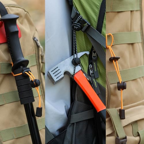 Backpack Walking Pole Holder, Adjustable Hand Wrist Lanyard, Elastic String Fixing Buckle, Backpack Hiking Stick Holder with Elastic Rope - Outdoor Gear Accessories for Camping, Hiking, and Trekking