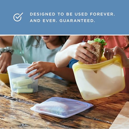 Stasher Reusable Half Gallon Silicone Food Storage Bag, Clear, 64 oz | Food-Safe Silicone, Freezer, Sous Vide, Microwave, Dishwasher, Oven Safe, Meal Prep, Bulk Storage, BPA-Free, Eco-Friendly - color: Clear