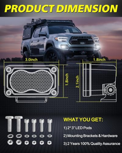 Diffused LED Pods 3 Inch 40W CREE LED Auxiliary Work Lights | High Intensity CREE LEDs Scene Lights Ditch Camper Fishing Area Lights for Trucks Pickup Camper Tractor Trailer SUV - color: White