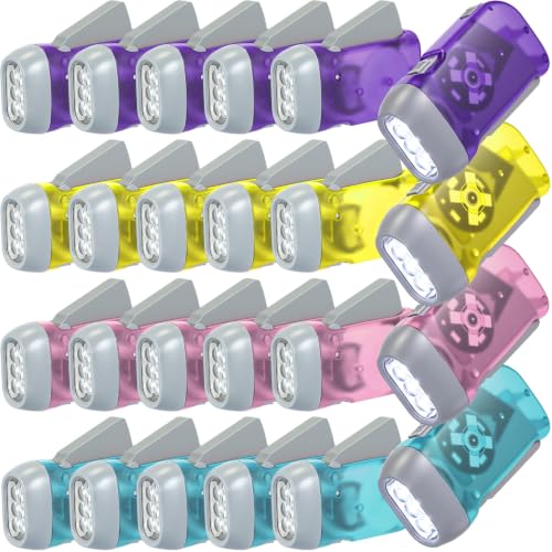 Mudder 24 Pack Hand Crank Flashlight - color: Light Blue, Pink, Purple, Yellow