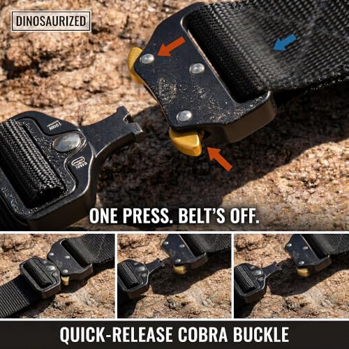 Warsong Tactical Belt, Nylon Web Belt, Quick-Release Metal Buckle - color: Black, size: Length size: 42" - 46"