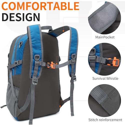 40L Hiking Backpack Lightweight Daypack Waterproof Travel Camping Backpack for Men Women Sport Packable - color: A4-blue