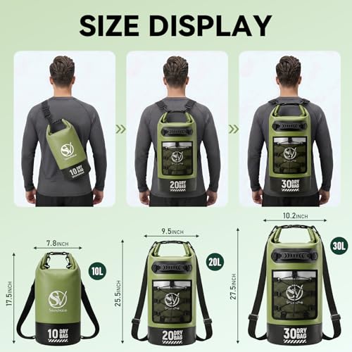 Waterproof Dry Bag, Kayaking Paddle Boarding Floating Backpack 20L Green - color: Green, size: 20L