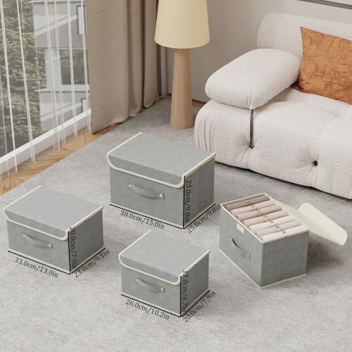 Foldable Fabric Storage Cubes with Lids,Grey 13x9.1x7.9in,5 Pack - color: Grey, size: 13x9.1x7.9in(5-pack)