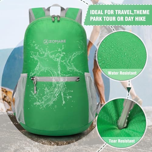 ZOMAKE Lightweight Packable Backpack, Foldable Small Travel Day Pack - color: Grass Green