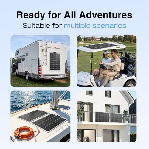 100W 12V Flexible Solar Panel 9BB Monocrystalline Cell 12 Volt Semi-Flexible for Marine RV Trailer Boat Cabin Van Car Uneven Surfaces 12V Battery Charge - size: 100W