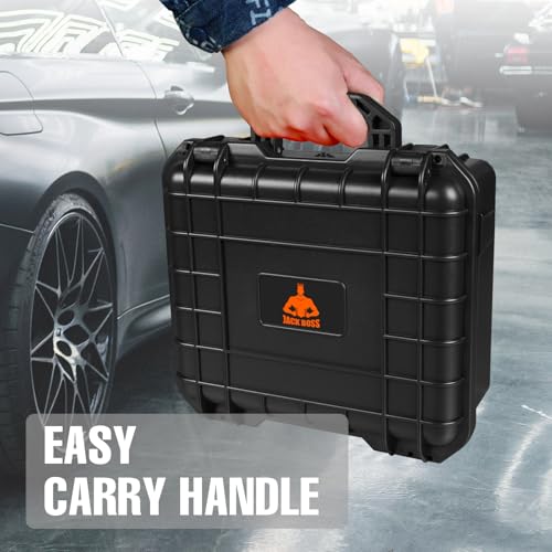 Jack Boss Waterproof Hard Camera Case with Pre-cut Foam,black,updated | Portable Hard Shell Case With Updated Plastic Material,Fit Use of Drones,Camera,Equipments,13.6X11.4X6 Inch - color: BLACK-UPDATE, size: 13.6x11.4x6 in