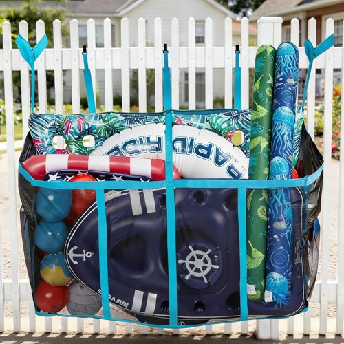 AURASUN 61" L x 25" W Poolside Hanging Pouch for Fence & Deck (Side Pocket) - size: L - 61" L x 25" W