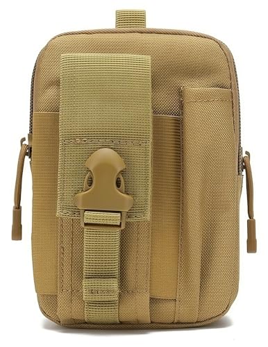 Tactical EDC Compact Waist Bag MOLLE Tool Pouch for Camping Hiking Hunting - color: Brown