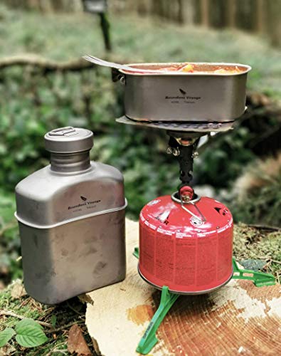 Boundless Voyage Titanium Military Canteen Outdoor Camping Hiking Water Bottle Mess Kit (Ti15158A (No cups))