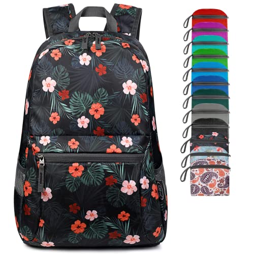 G4Free 20L Small Foldable Ultralight Waterproof Backpack for Camping Hiking Cycling Men Women - color: B-flower Black, size: 20L