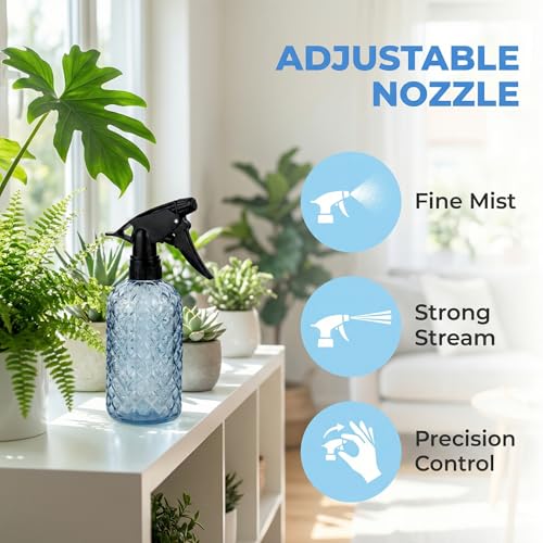Glass Plant Mister Spray Bottle, 12 oz Adjustable Nozzle Watering Can