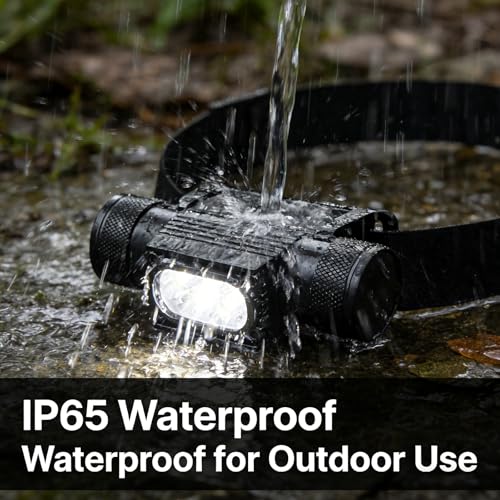 Rechargeable LED Headlamp - 1600 Lumens, USB-C, Utra Durable, Shockproof and Waterproof, Survives 3M Drops, Submersible and Impact-Resistant, Perfect for Camping, Heavy-Duty Work, and Adventure - size: H35pro