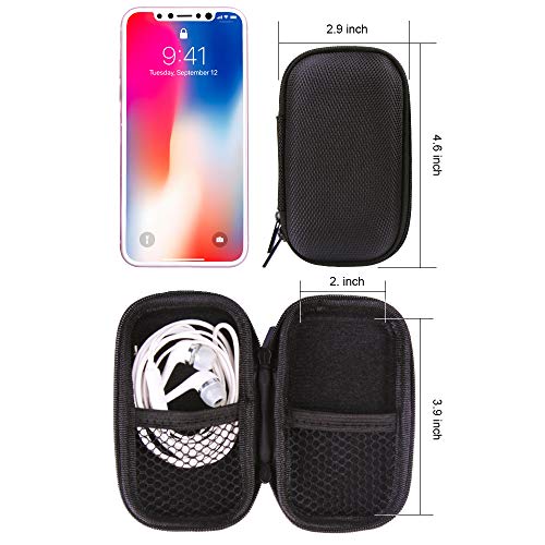 Portable Hard EVA Case,Hard Shell Travel Carrying Case Bag with Dual Zipper | Small Zipper Case with Metal Carabiner for MP3 Players, USB Cable, Earphones, Memory Cards, U Disk, Lens Filter, Keys, Coins