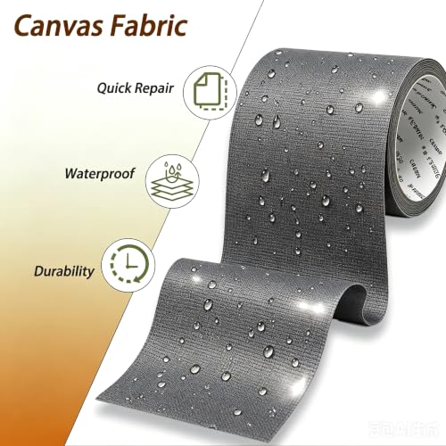 Canvas Repair Tape,Outdoor Gear Patch-Self-Adhesive,4×70 Inches (Grey) - color: Gray