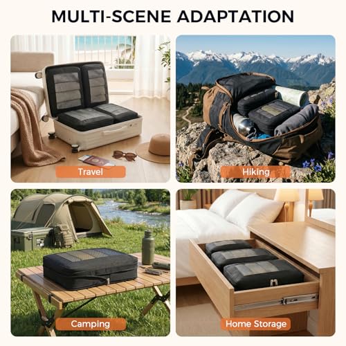 BAGAIL Compression Packing Cubes for Travel Essentials, 8 Set-Black - color: Black, size: 8 Set