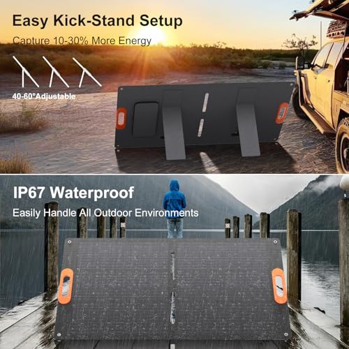 Solarapex 100W Portable Solar Panel, ETFE Foldable Charger, 23.5% Efficient | IP67 Waterproof ETFE One-Piece Lamination with USB-C, XT60/DC8020/Anderson/DC5521 Outputs for Camping, RV and Power Stations - size: 100W