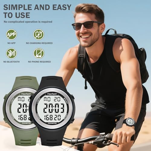 Hearkent 50M Waterproof Pedometer Watch No APP Fitness Tracker Watch - color: Green
