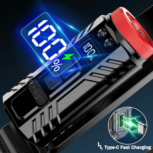 Rechargeable Headlamp with Motion Sensor,LED Headlight, Waterproof Bright Head Lamp for Adults, Camping, Running, Hiking, Fishing, Hard Hat Light - color: Round