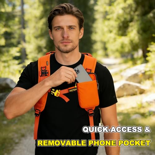 Hydration Backpack 22L, Hiking Backpack with 2L Leakproof Bladder, Sewn-in Rain Cover, Insulated Compartment for Men & Women Running, Cycling, Camping - color: Orange