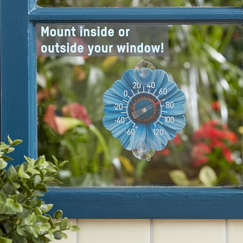 Taylor Silicone Suction Cup Thermometer - Blue Daisy Design - color: Blue